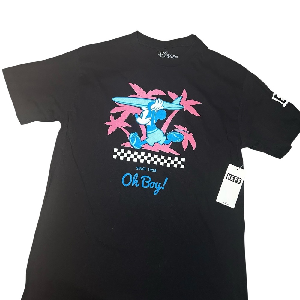 NWT Disney Men’s NEFF Black Tee with Retro Surfer Mickey Size Large